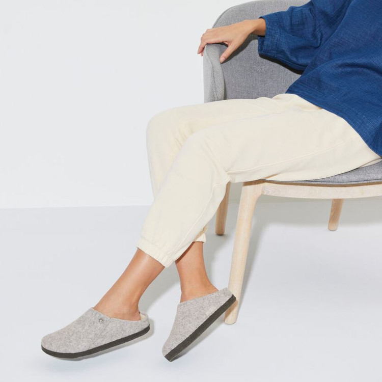 Birkenstock Zermatt Shearling Slipper | Light Gray | Narrow - Women's (1015086) - Image 2